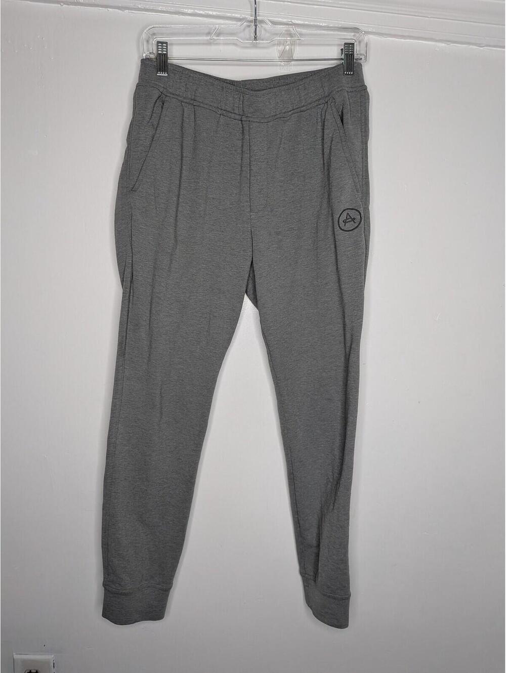 Aether Jogger Pants Mens Small Gray Elastic Waist Zip Pocket Tapered Athletic